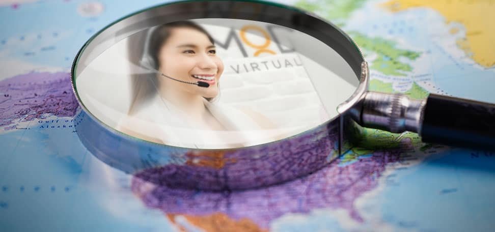 myoutdesk virtual assistant revealed through a magnifying glass on a map