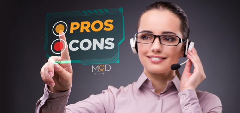 virtual assistant selecting pros in a pros and cons virtual menu