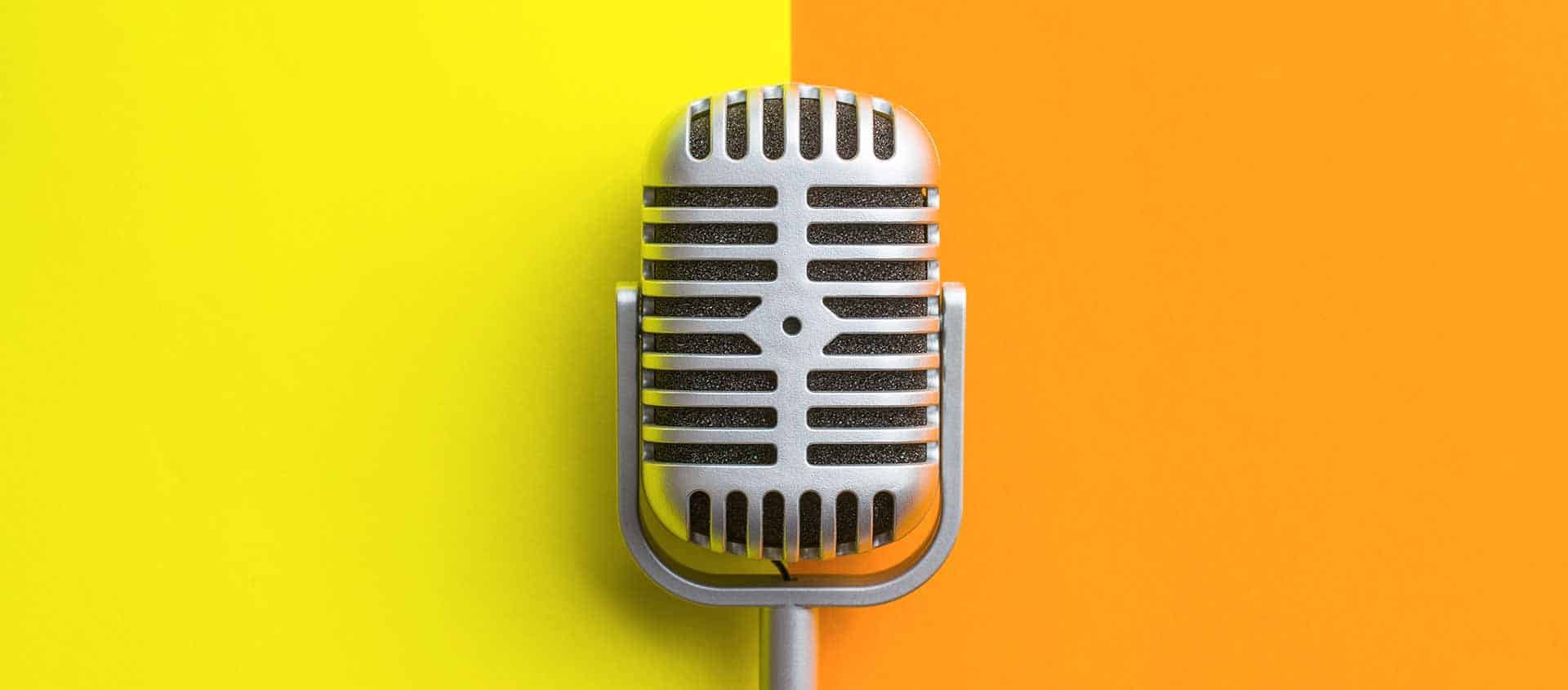 microphone on a yellow and orange background