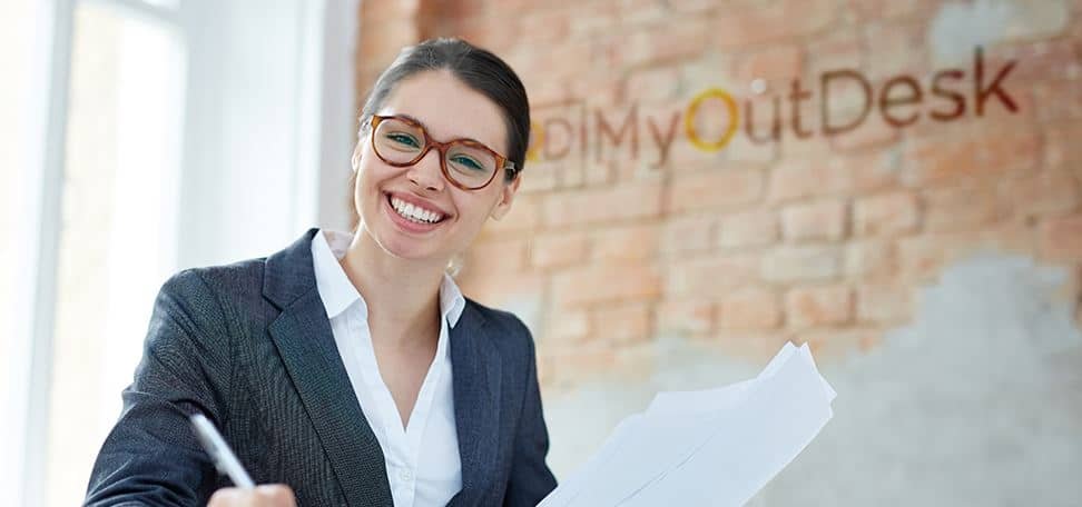 virtual assistant smiling while working