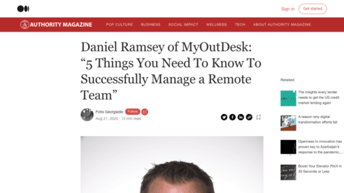 Medium.com features Daniel Ramsey, MyOutDesk