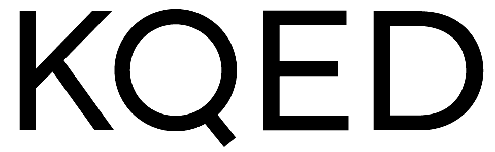 KQED logo_Black-01 The image shows the black, bold letters KQED in a simple, modern sans-serif font on a white background, often featured in case studies about minimalist design.